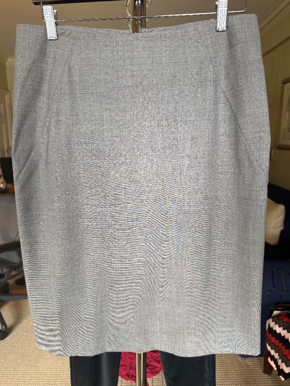 Theory Grey Wool Stretch Pencil Skirt - Size 10